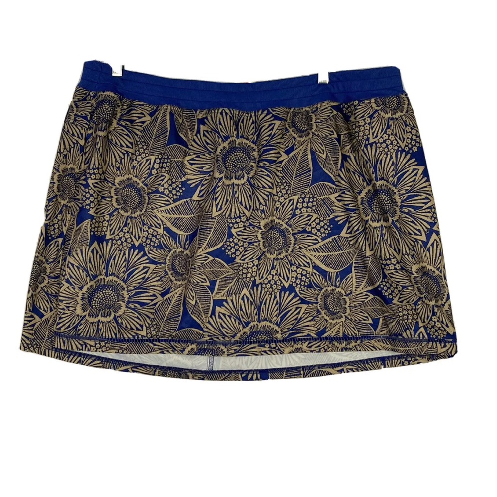 ST JOHN'S BAY ACTIVE WOMEN'S PLUS SKORT SHORTS SKIRT BLUE TAN FLORAL POCKETS